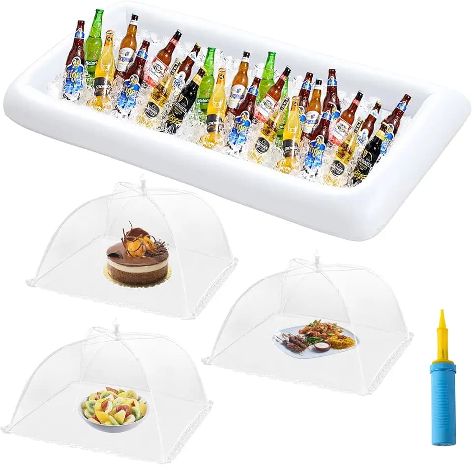 HBlife Inflatable Serving Bar with 3 Mesh Food Covers for Outdoors