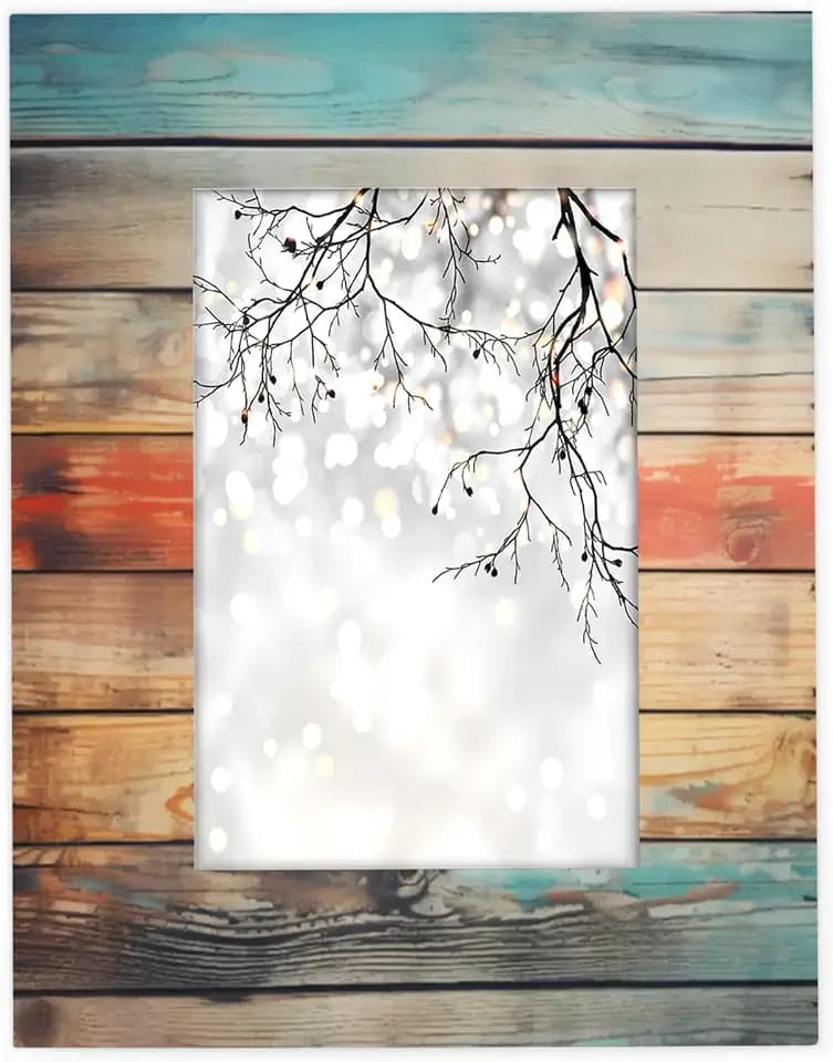 cfpolar 4x6 Picture Frame, Retro Summer Wooden Beach Wooden Photo Frame Fits 3x5 with Mat or 4x6 without Mat Photo, Display Photos for Wall or Tabletop Desk Home Gallery Living Room
