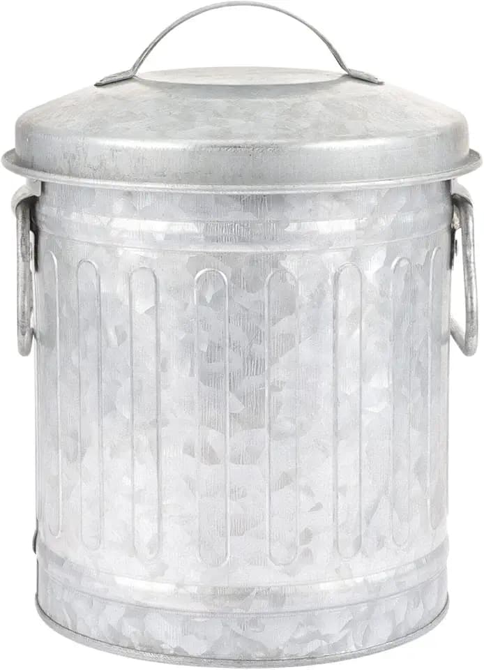 Cabilock Desktop Trash Bin Small Metal Bucket with Lid 7.28X5.70X5.70In Convenient Rubbish Bin for Office Home Wastebasket and Storage Organizer