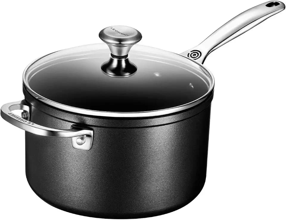Le Creuset Toughened Non-Stick PRO Saucepan With Glass Lid, 4 qt.