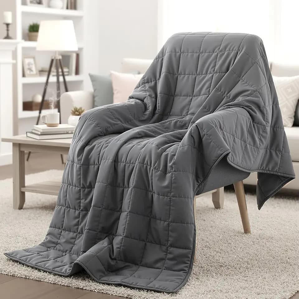 Weighted Blanket 15 lb, 60" x 80" Twin Size Cooling Cotton Machine Washable