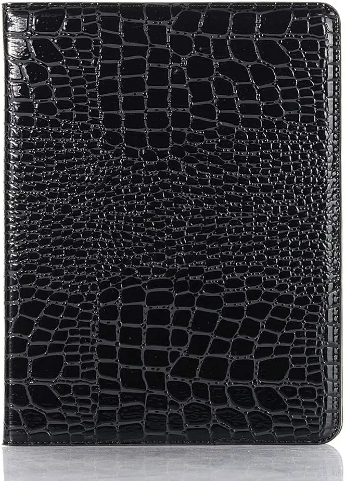 für iPad Air-7.6.(11'') Air-5.4.(10,9'') Hülle, iPad Pro-3.4.5.6.(11'') Hülle für Frauen, Krokodil Reflector Synthetisches PU-Leder Folio Smart Cover- Schwarz