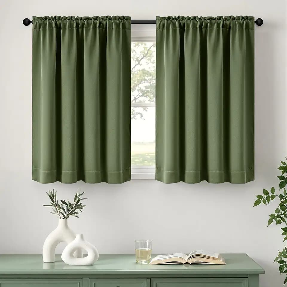 MIULEE Christmas Olive Green Short Blackout Curtains 40"x36" Long 2 Panels