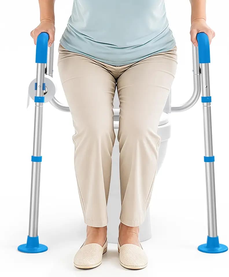 Loyoda Toilet Safety Rails with Handles and Non-Slip Foot Pads