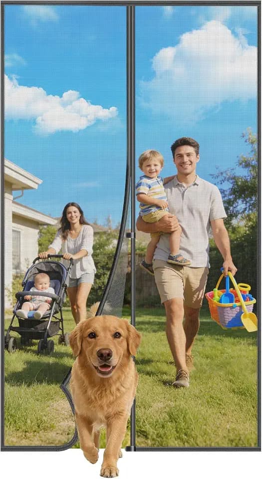 Magnetic Screen Door - 34" x 81" Mesh Curtain with Strong Magnetic Closure
