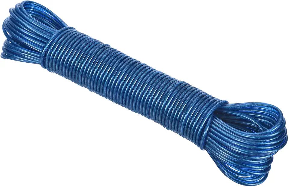 PATIKIL Plastic Coated Clothesline, 1/8 Inch x 66 FT Extra Strong Steel Core Clothes Lines Wire for Drying Clothes, Outside Hanging, Blue