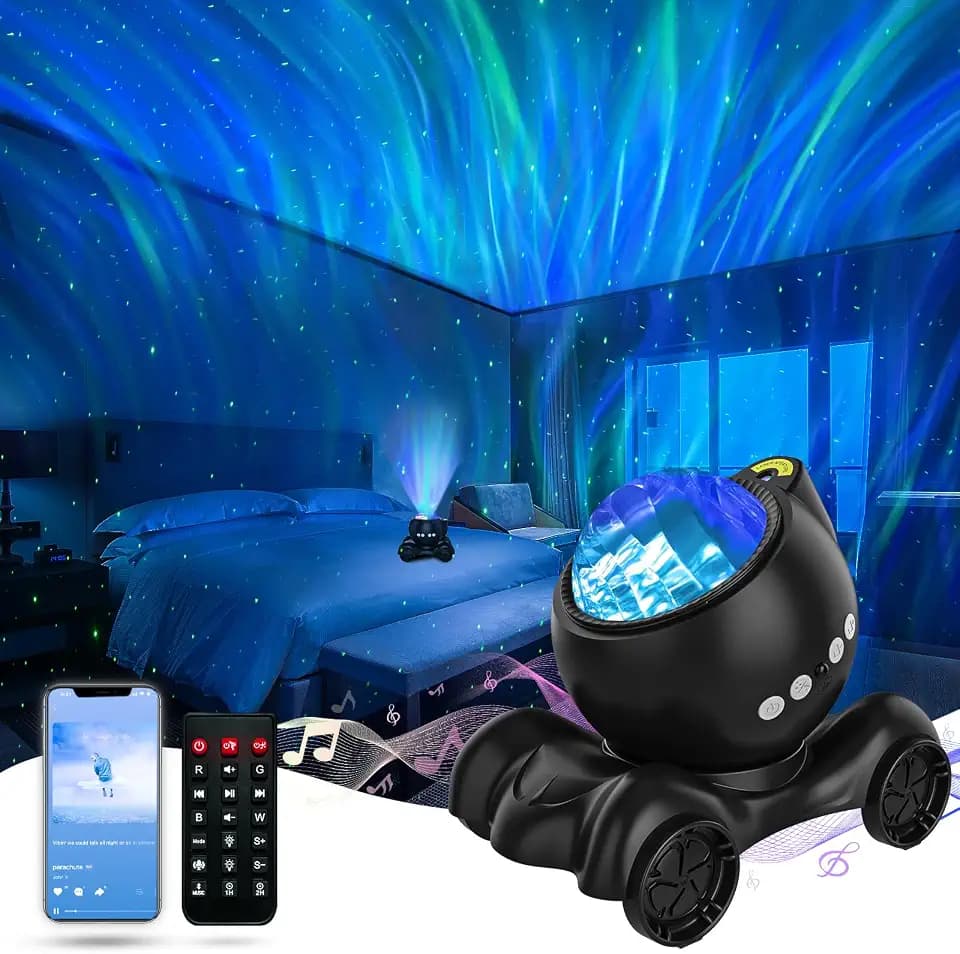 ENOKIK Aurora Light Projector Northern Lights Bluetooth Speaker, Pure Black