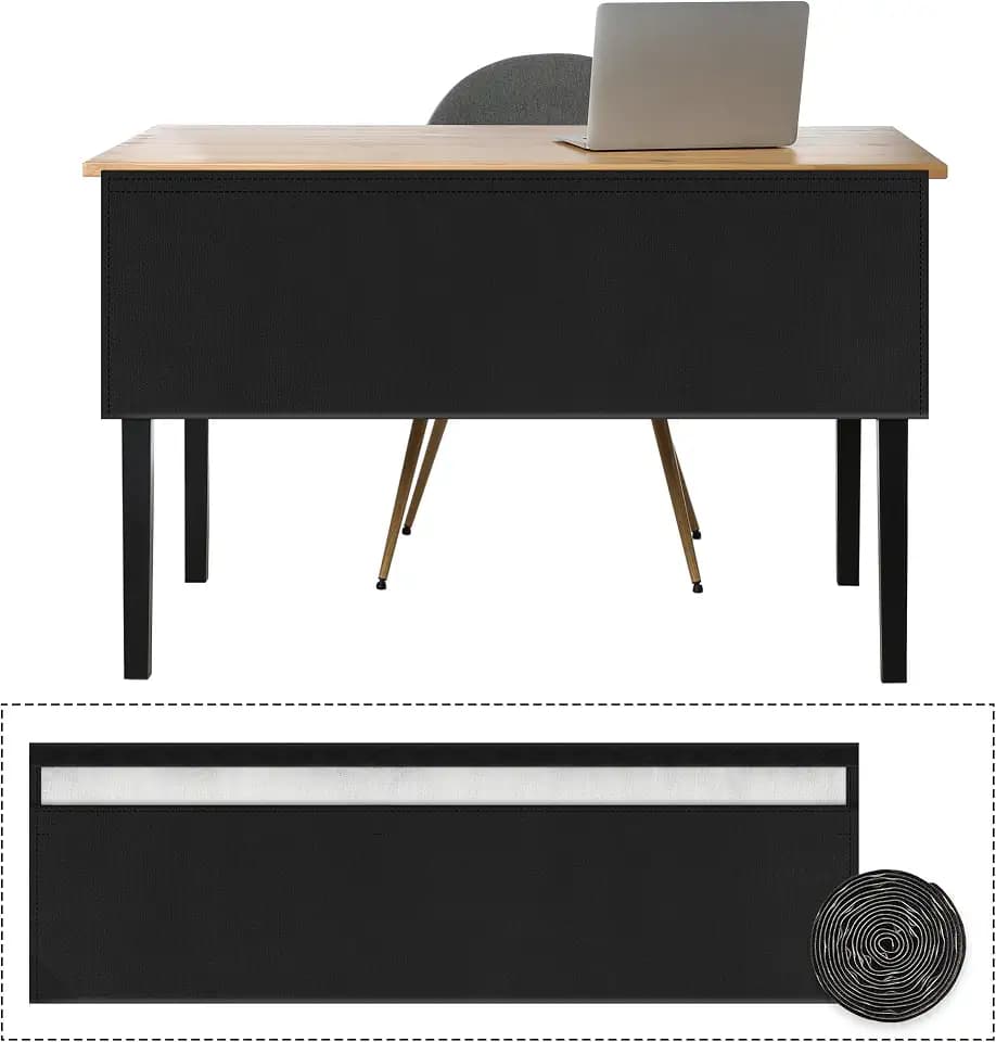 48" Under Desk Privacy Panel with Cable Management Organizer Sleeve Self-Adhesive Modesty Panel for Cord Organizer Pockets and Desk Skirt for Home Office or Standing Workstation