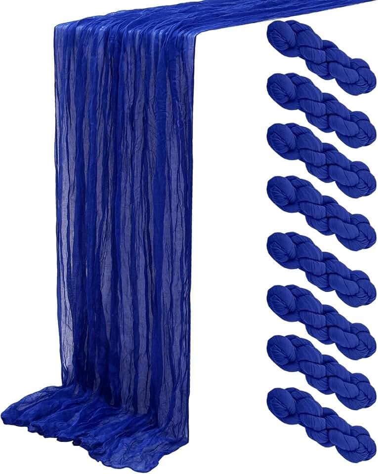 8Pack Royal Blue Cheesecloth Table Runner 20x120Inch Gauze Table Runner