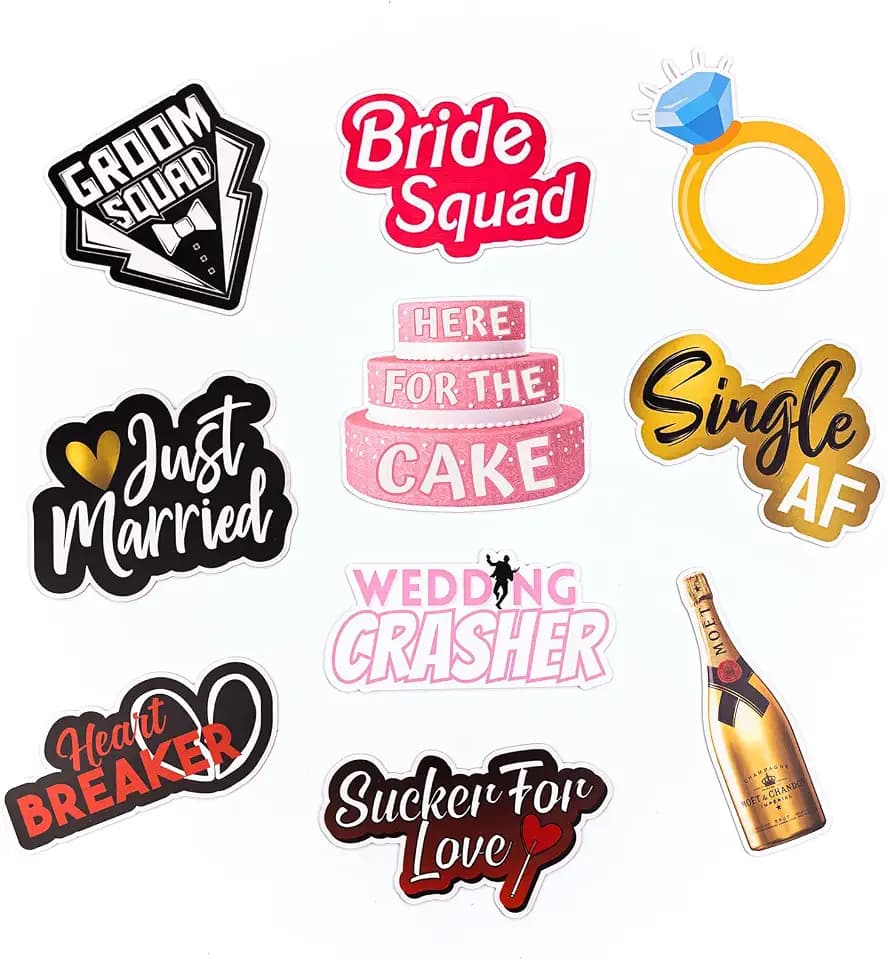 (Wedding Pack) Elevate Your PhotoBooth Experience with Durable & Waterproof Props - Perfect for Weddings, Birthdays, & Photo Booth Businesses - PVC Foamboard Adult Party Photo Props