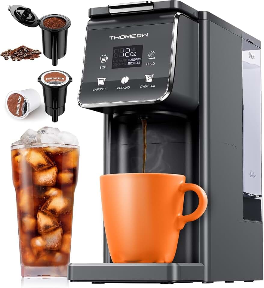 K Cup Coffee Maker, Single Serve Hot & Iced for K-Cup & Grounds