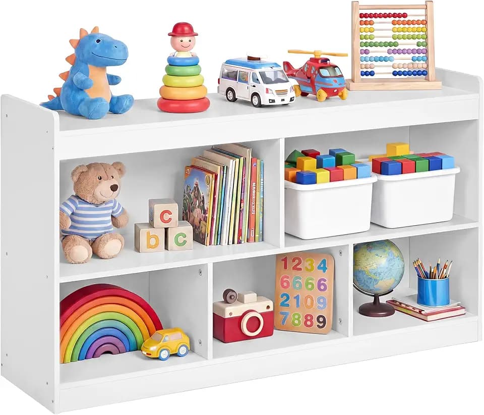 SONGMICS Kids' Toy Storage Shelf, Montessori Book Shelf with 5 Compartments