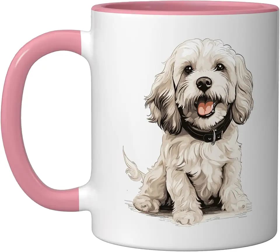 Cockapoo Dog Breed Pet Cute Graphic Ceramic Mug, Pink/White, 11oz