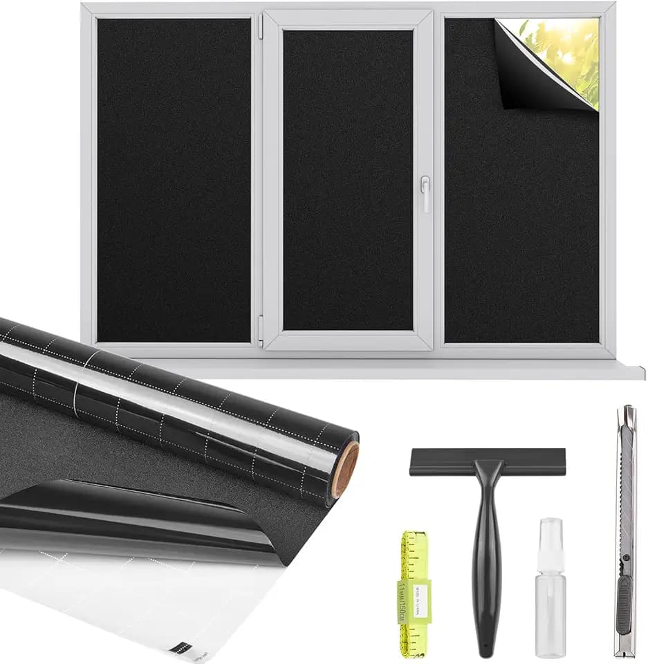 Kromapolis Blackout Window Privacy Film Light Blocking, 17.5'' x 78.7''