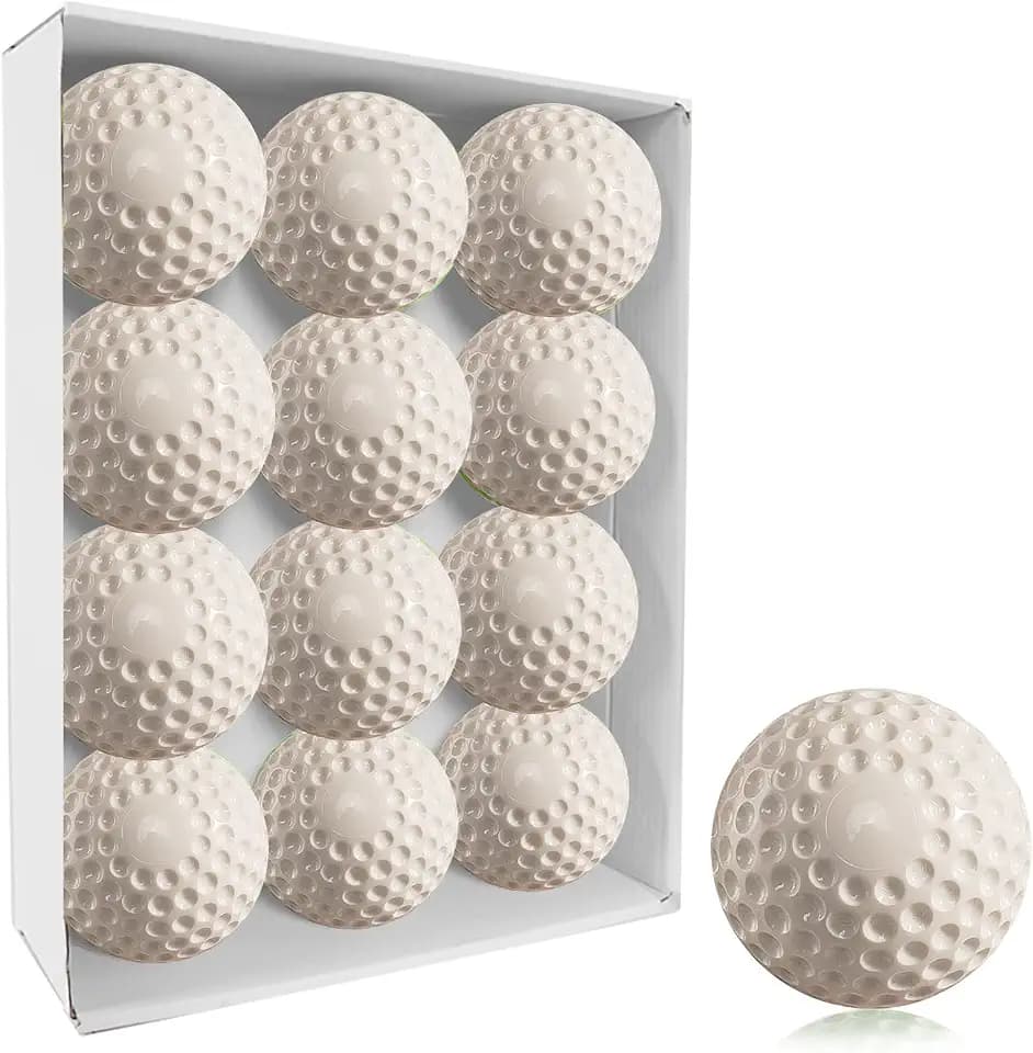 Baseballs 12 Pack Dimpled Baseballs, 9-Inch Pitching Machine Balls for Hand-Eye Coordination, Hitting and Fielding Practice