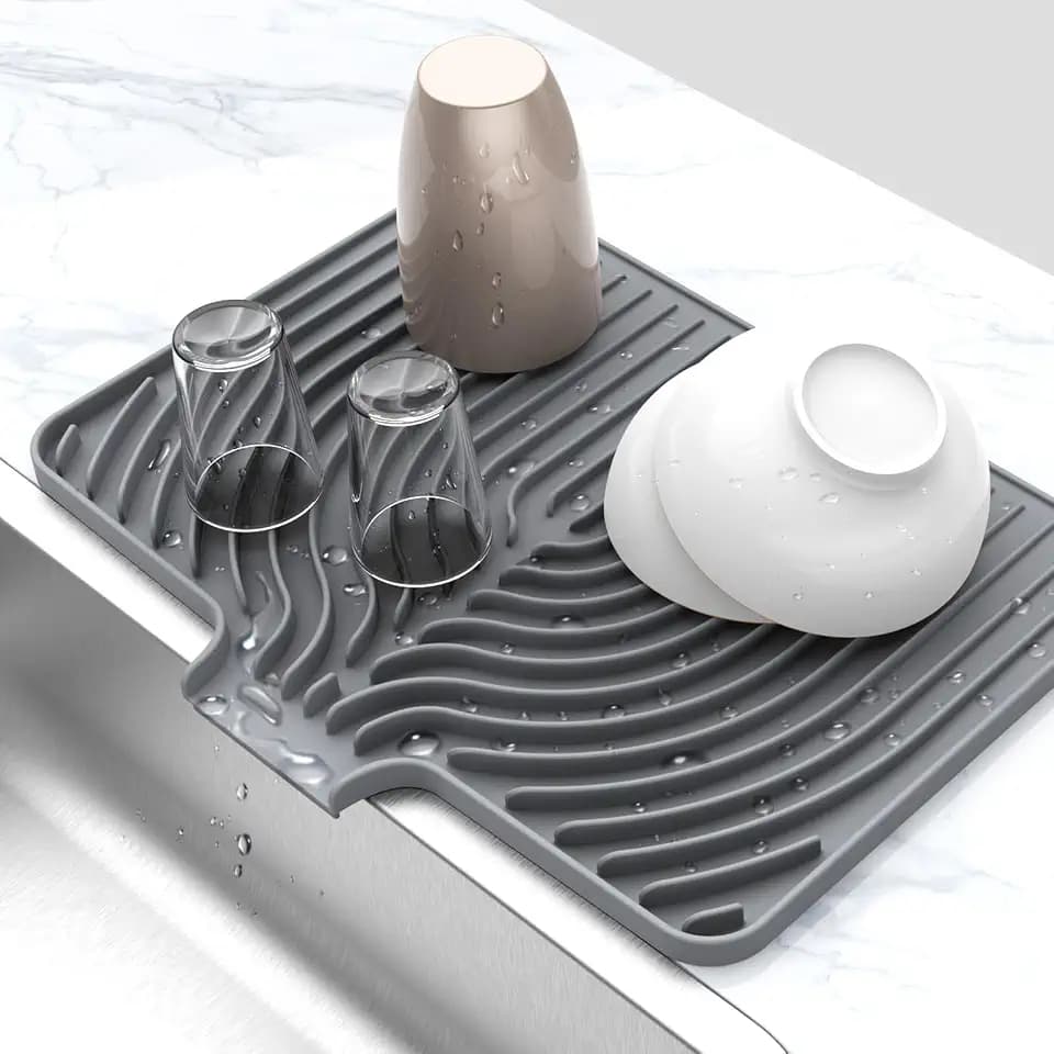 Dish Drying Mat for Kitchen Counter, 18"x12" Dish Drying Rack(gray)