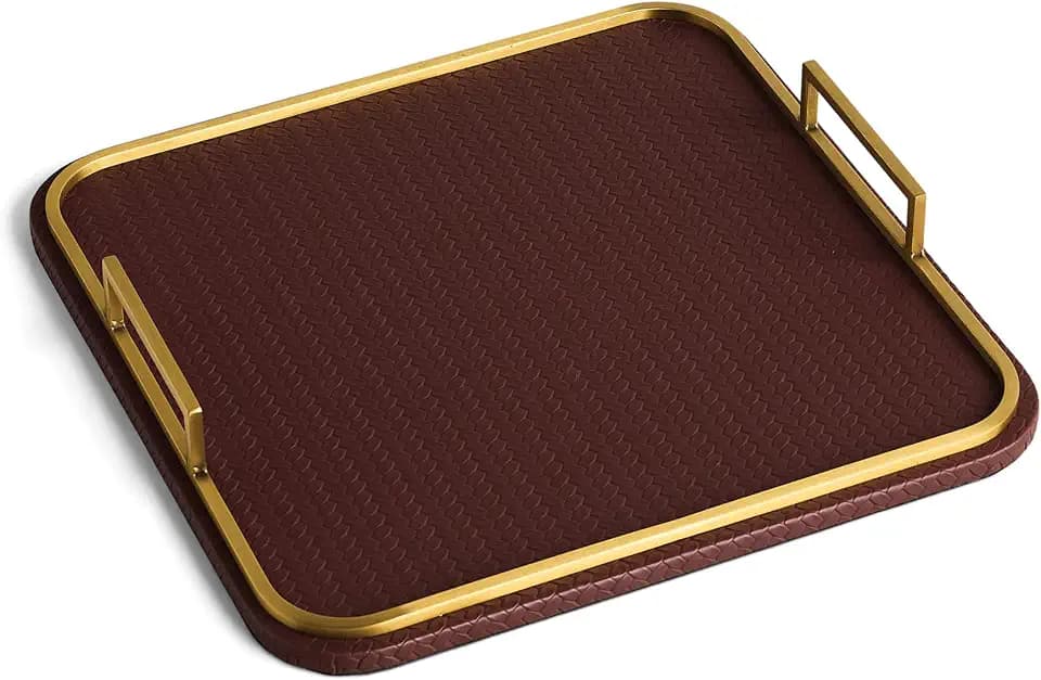 Preston Lane Mayfair Decorative Coffee Table Tray, Faux Leather - Espresso