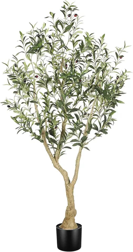 LYERSE Olive Tree 5ft with Large Olive Branches and Lifelike Fruits