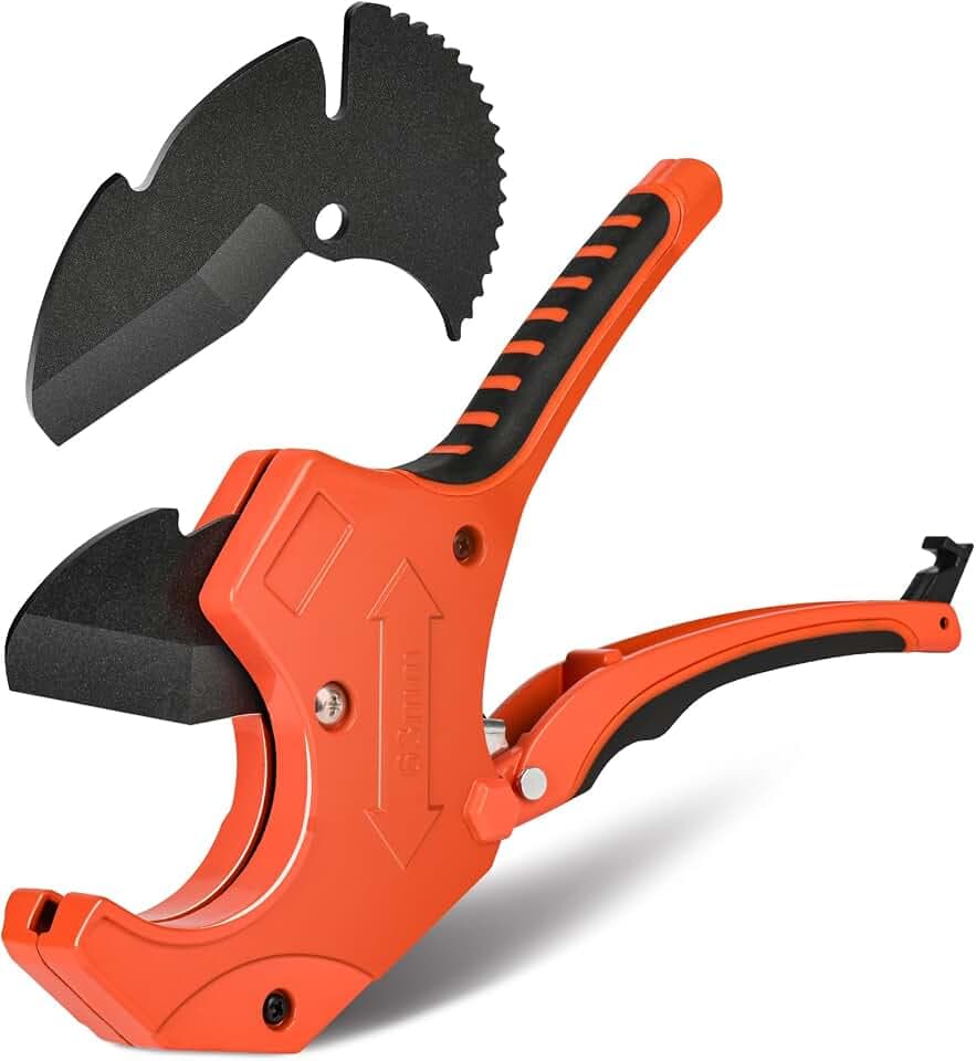 PVC Pipe Cutter 2 1/2", Ratcheting Pipe Cutter Tool with Replaceable Blade