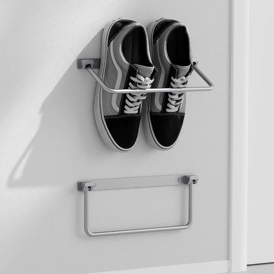 i frmmy Foldable Wall-Mounted Shoe Rack- Aluminum Hanging Shoe Organizer, Efficient Holder and Storage Rack for Various Shoes, Door Shoe Hangers- 2 Packs