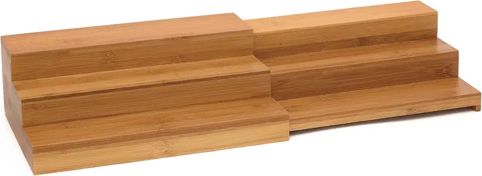 Lipper International 8807 Bamboo Wood Expandable 3-Tier Step Shelf Kitchen Organizer, 12" x 7-7/8" x 4-1/4"