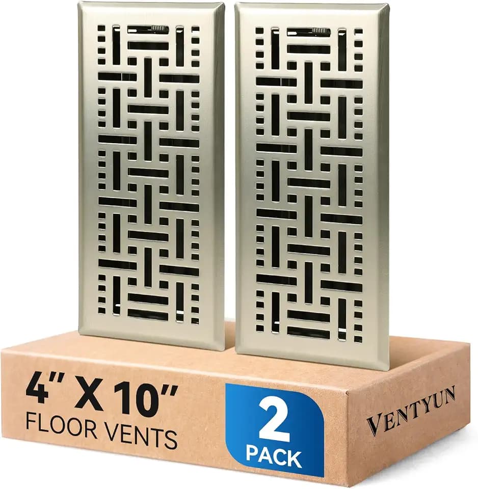 Steel Floor Register, 4x10 2 Pack, Sillver Floor Vents