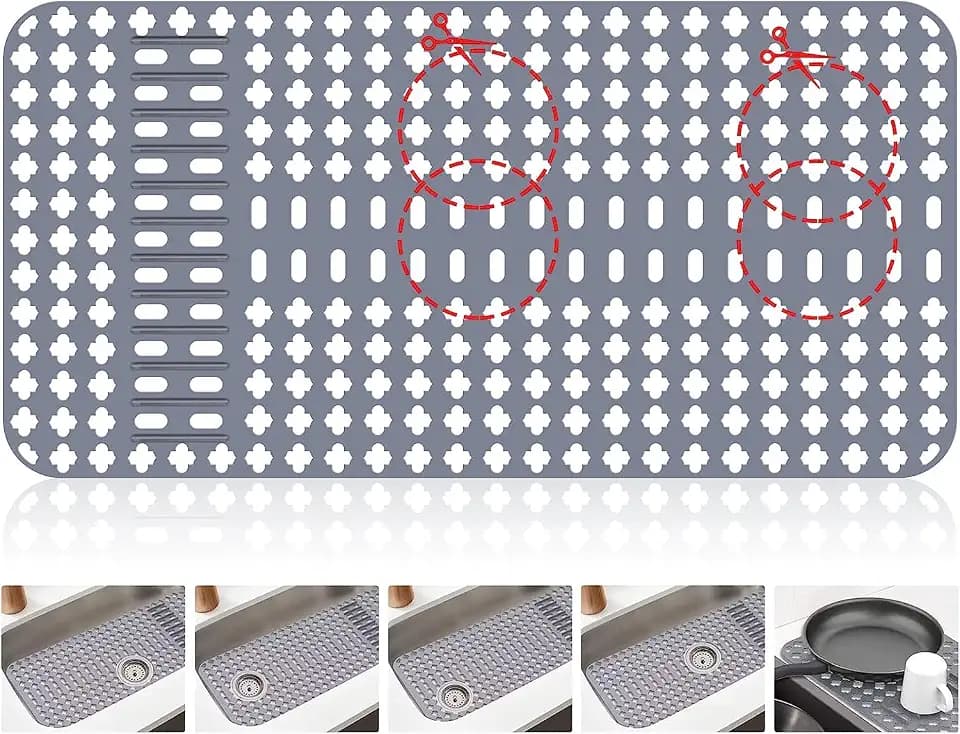 ARLBA Upgraded Silicone Sink Mat 28"x14" Sink Protectors for Kitchen Sink with Rear Drain/Center Drain,Sink Rack for Bottom of Sink, Kitchen Sink Mats for Bottom of Stainless Steel/Porcelain Sink