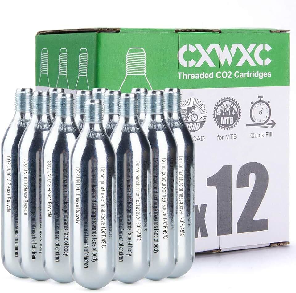 CXWXC 16g / 25g Threaded CO2 Cartridges for Bike Tires
