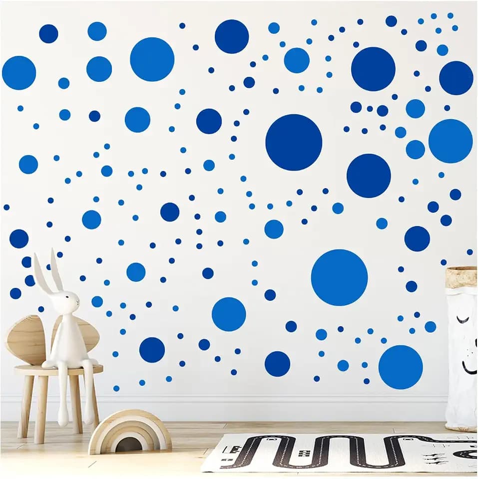 500+ Assorted Polka Dot Circle Wall Stickers for Kids Bedroom Living Room, Classroom, Playroom Decor Removable Vinyl Wall Stickers Dots Wall Decals (Blue (Mixed))