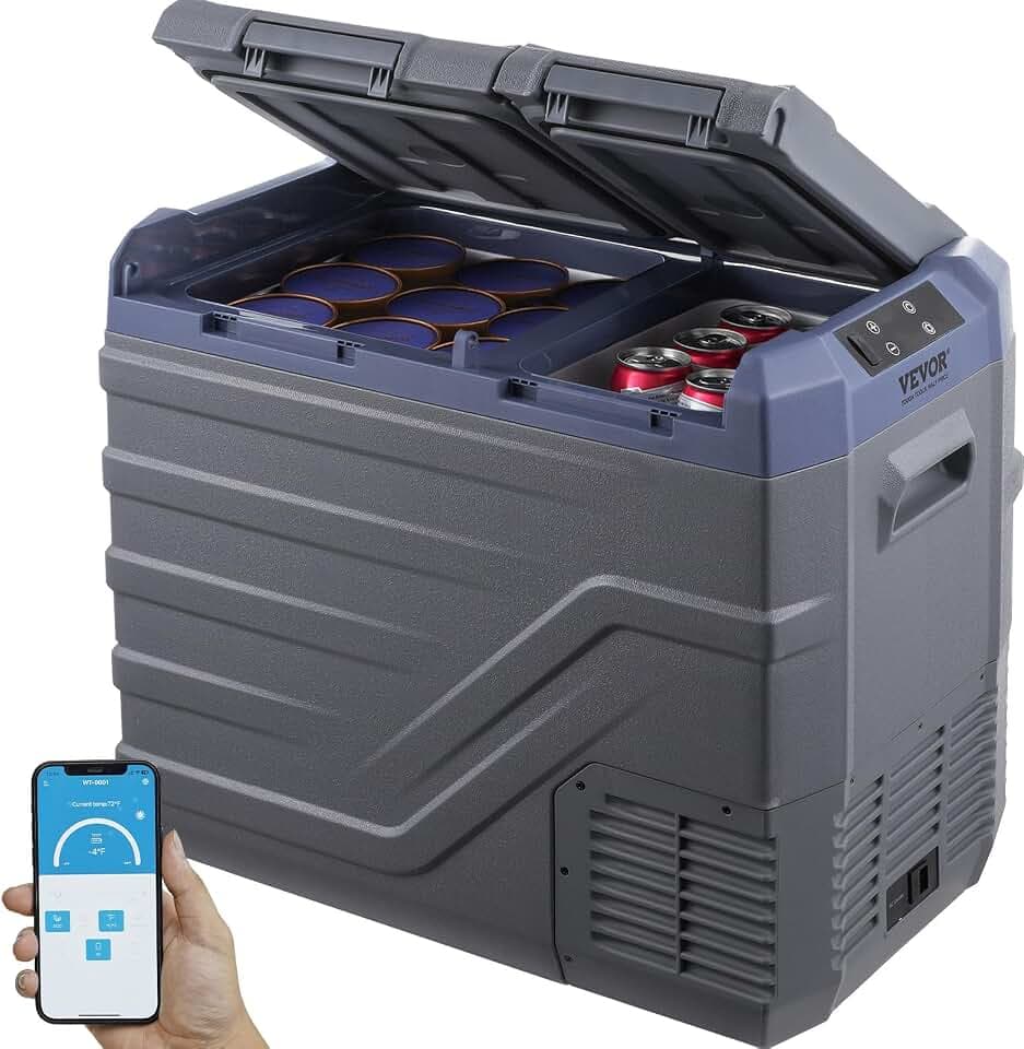 VEVOR Autokühlschrank, 39 L Dual Zone tragbarer Gefrierschrank, 12 Volt Autokühlschrank, 20 bis 20 ℃ einstellbarer Bereich, 12/24 V DC und 100-240 V AC Kompressorkühler für Camping, Wohnmobil