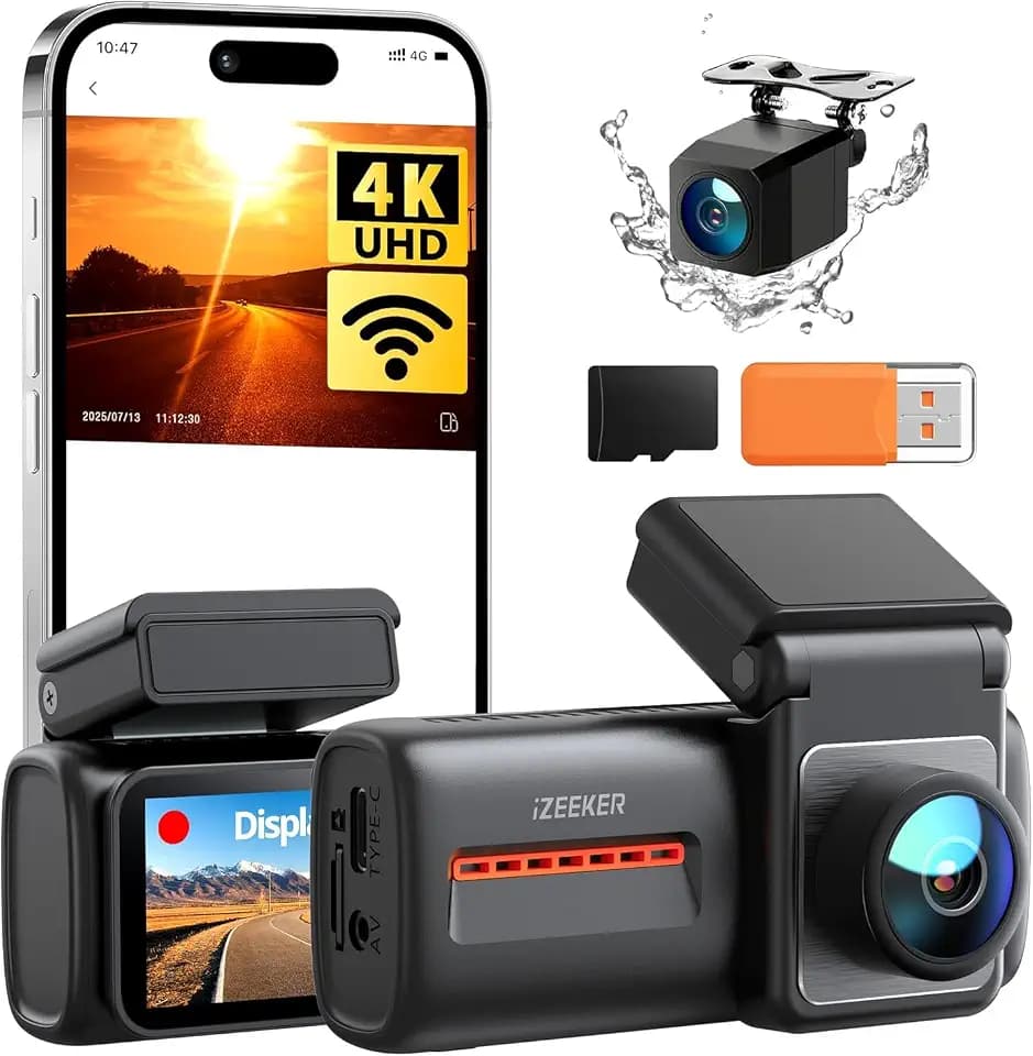 iZEEKER 4K Dashcam Auto Vorne Hinten, WiFi 6 Auto Kamera mit 32GB SD Karte