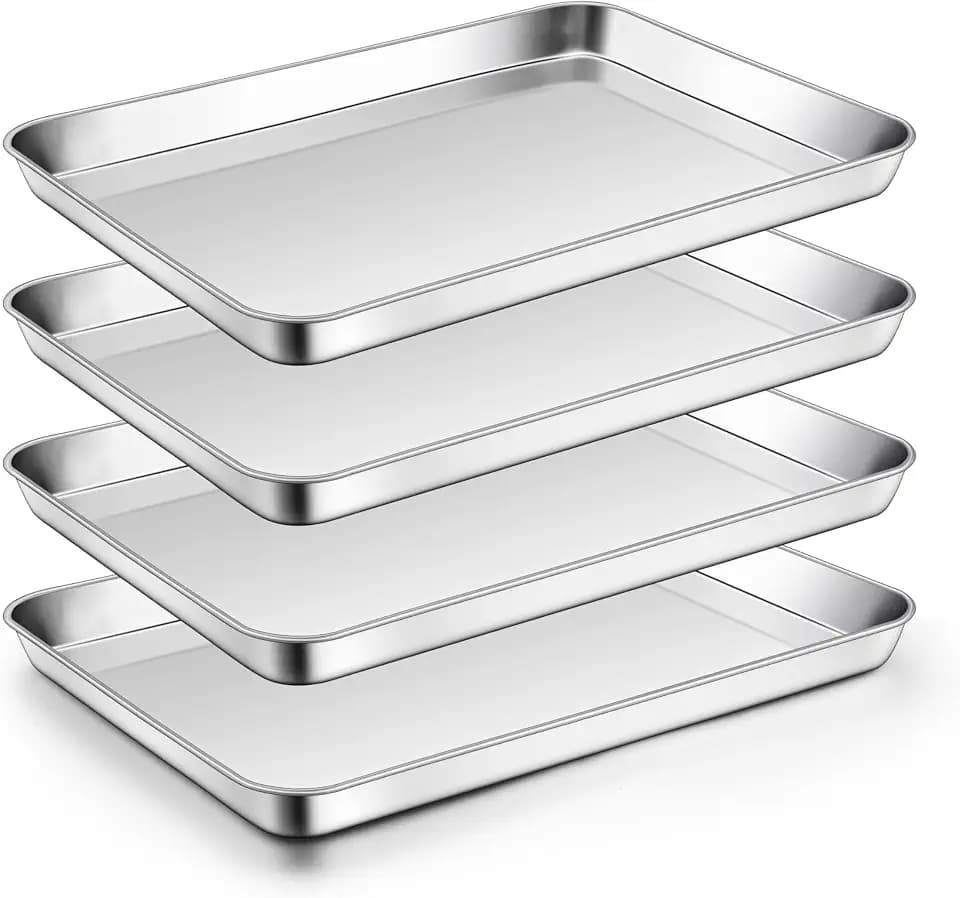 Homikit 4 Pack 9 x 13 Inches Stainless Steel Quarter Sheet Baking Pan Set