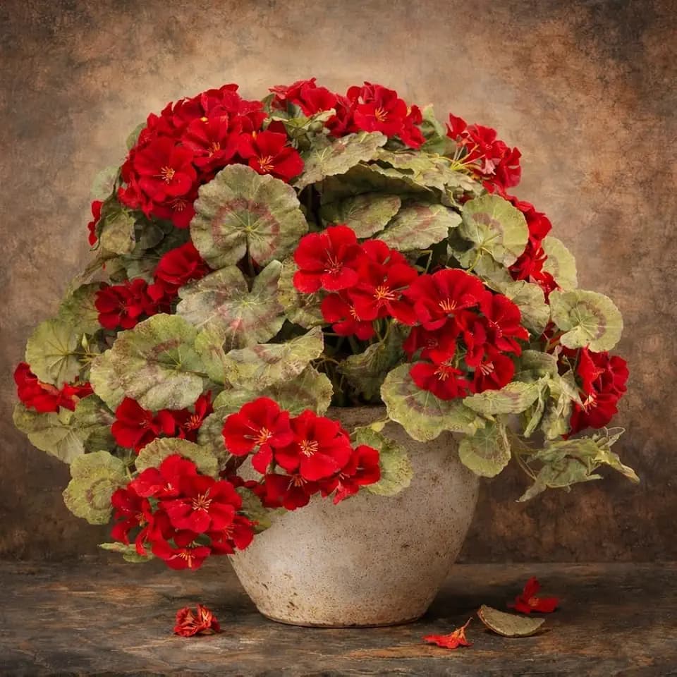 Artificial Geranium Flowers for Outdoors, 4 Bundles, UV Resistant