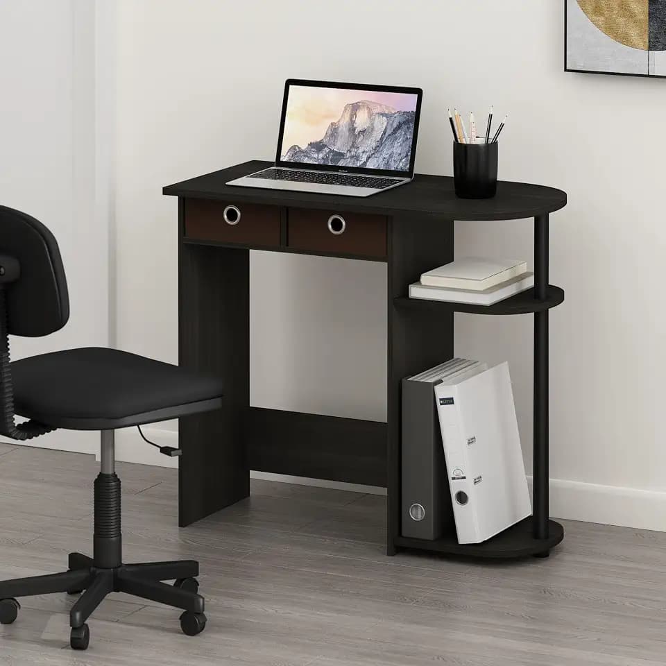 Furinno Go Green 32-Inch Computer Desk with 2-Tier Shelf, Black Espresso