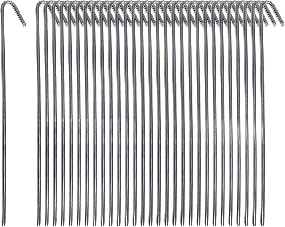 Pinnacle Mercantile 30 Pack Tent Stakes Metal Garden Edging Fence Hooks Pegs Christmas Decoration Stakes Made USA 9 inches Long