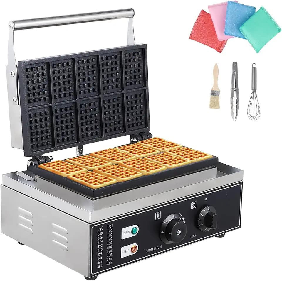 GarveeTech Waffle Maker,Commercial Rectangle Waffle Maker,110V Temperature and Time Control Heart Belgian Waffle Maker Suitable for Restaurant Snack Bar