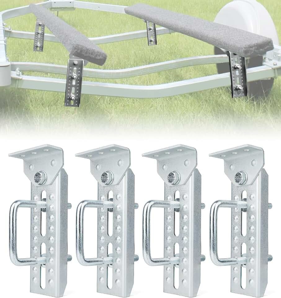 Heavy Duty 8" Boat Trailer Bunk Brackets, 4 PCS Galvanized Swivel Top Bunk Bracket Kit for 1.5" x 3", 2" x 3", 3" x 3" Boat Trailer Crossmember