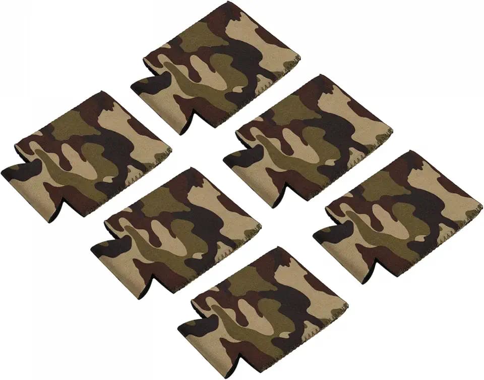 MECCANIXITY Can Cooler Sleeves Insulated Collapsible Neoprene Covers 2.6mm Thick for 12 Oz Slim Cans Bottles, Camouflage Pack of 12
