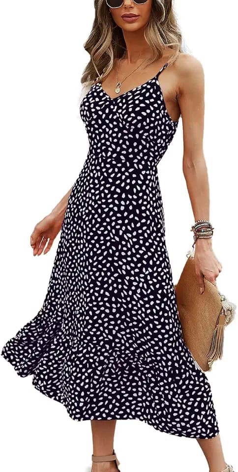 BROVAVE Women's 2026 Summer Casual Boho Sundress Spaghetti Strap Midi Dress