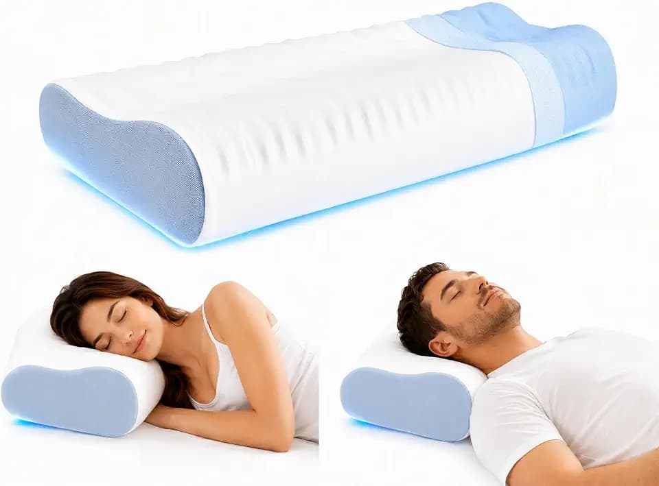 Memory Foam Pillow for Neck Pain, CertiPUR-US® Cervical Neck Pillow with Dual-Height Design, Cooling Cover, 3D Ergonomic Support & Odor-Free Tech for Side/Back/Stomach Sleepers (White)