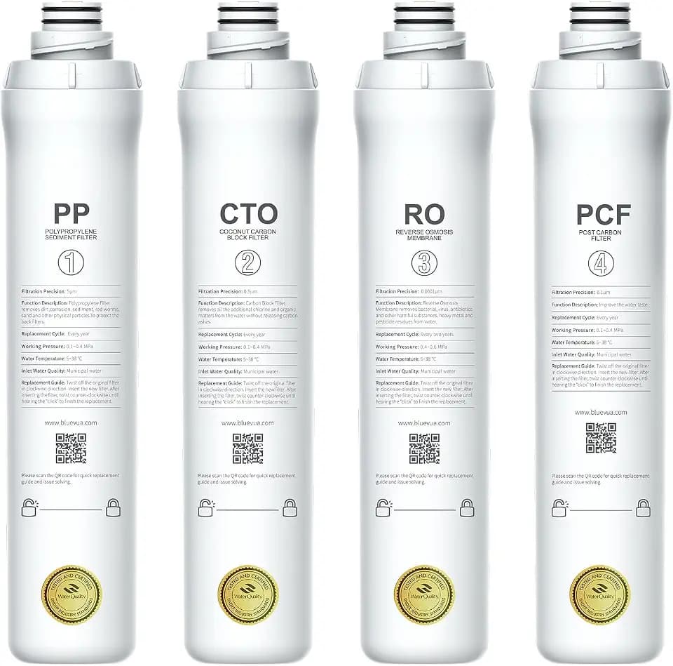 Bluevua Official RO100ROPOT 4-Pack Replacement Filter Set