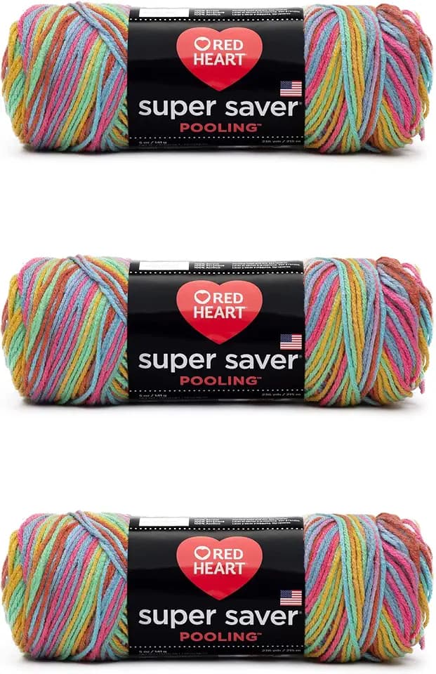 Red Heart Super Saver Yarn, 3 Pack, Papaya 3 Count