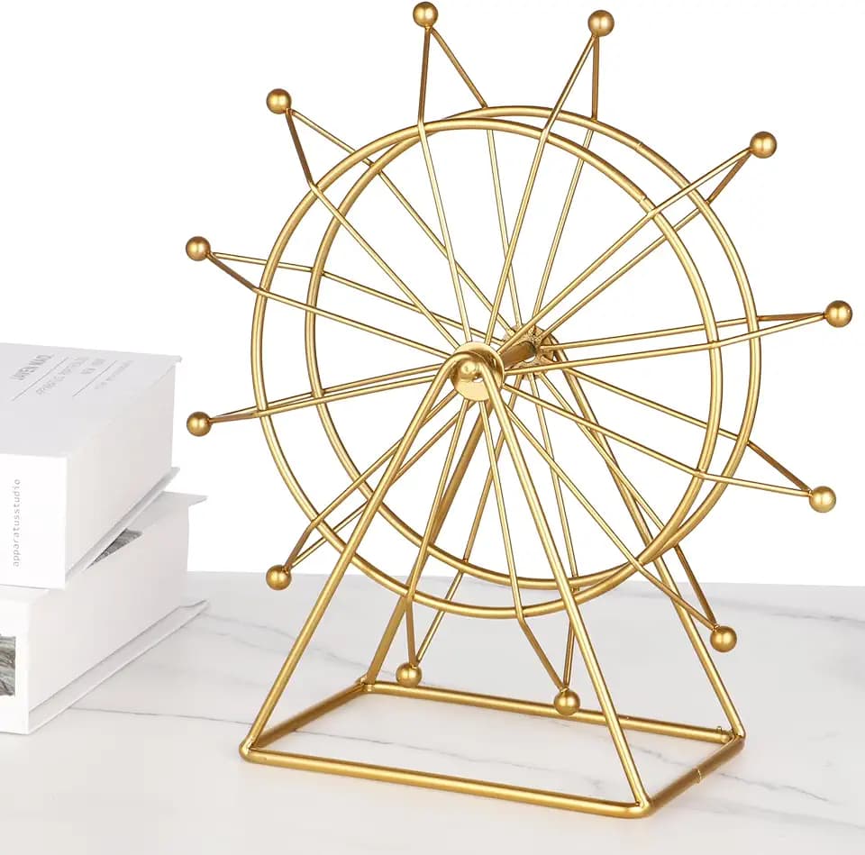 Ferris Wheel Home Decor - Golden Ferris Wheel Gift, Shelf Decor for Living Room Bookshelf or Desk