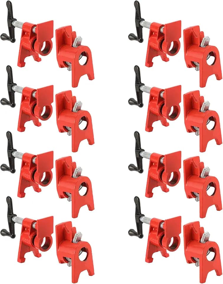 8 Pack 3/4" Wood Gluing Pipe Clamp Set with Unique Foot Design