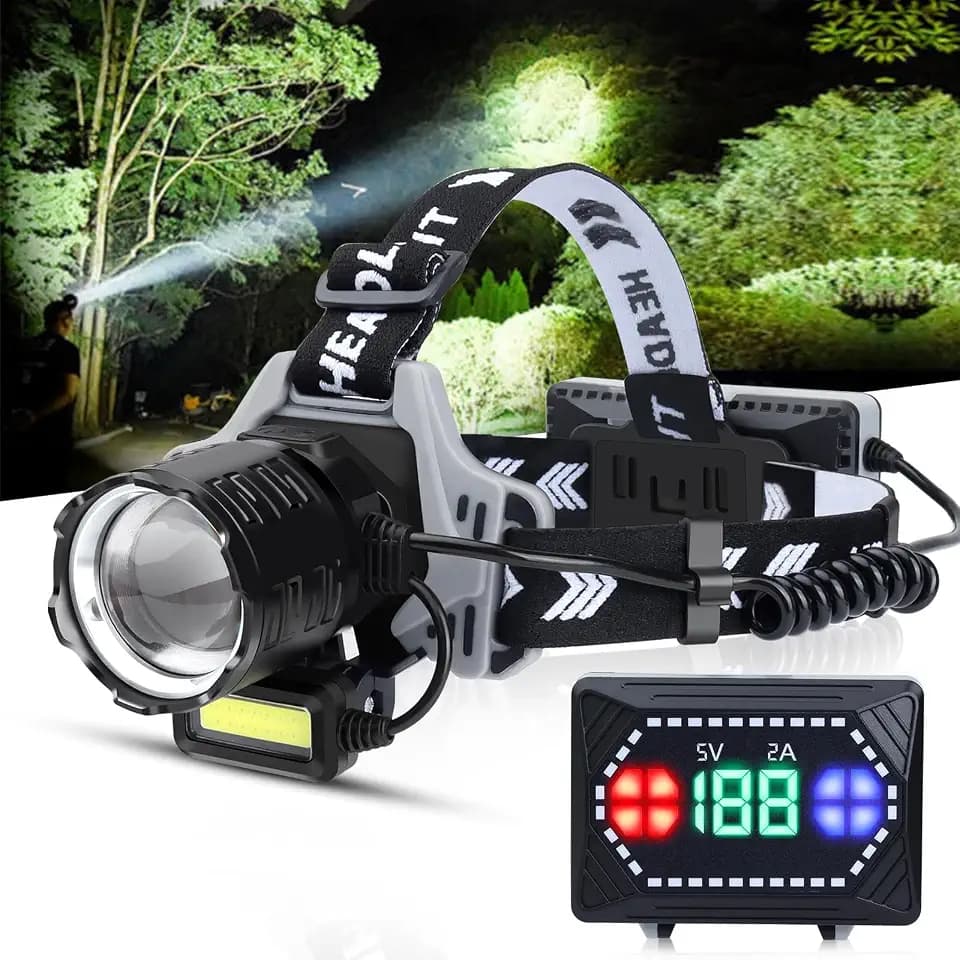 Bud K Rechargeable LED Headlamp, 2000 Lumens Super Bright Headlamp Flashlight with Motion Sensor, 15 Modes, 135°Adjustable, IPX7 Waterproof Head Lamp for Camping, Running, Climbing, Hiking