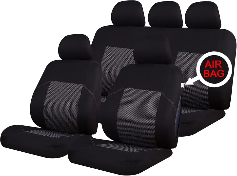 Sakura Ealing Schonbezüge SS5291 - Komplettset, schwarz, Universalgröße, elastische Säume, Seiten-Airbag-kompatibel, waschbar, leicht anzubringen
