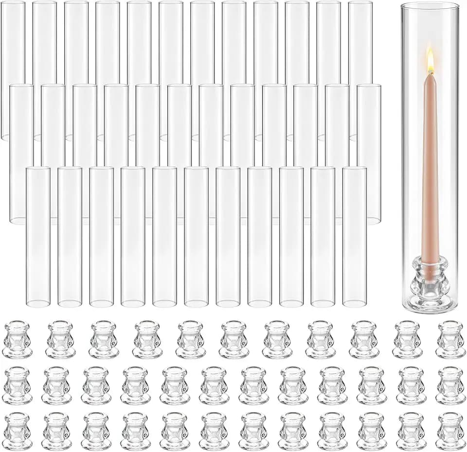 VEVOR Hurricane Candle Holders Set of 36, Φ2.56 x 13.78 in Tall Clear Glass Cylinder Candleholder Sleeve, High Borosilicate Glass, Wind Protection for Wedding, Table Centerpiece, Party, Home Decor