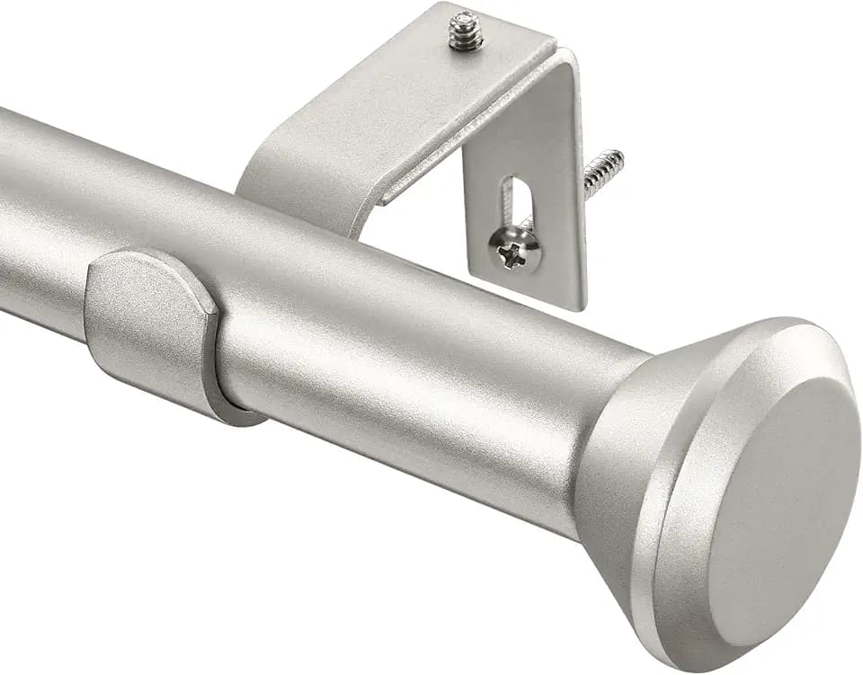 SIMEWIN Heavy Duty Silver Curtain Rods for Windows 66 to 120 Inches, Silver 1" Adjustable Curtain Rods with Diamond Finials for Bedroom, Living Room, Patio, Kitchen