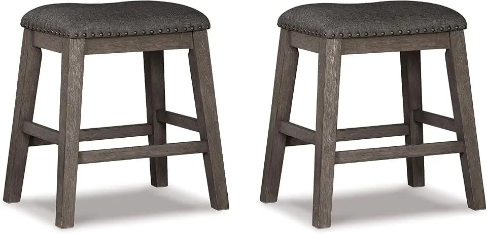 Signature Design by Ashley Counter Height Stools Set of 2, Backless Gray