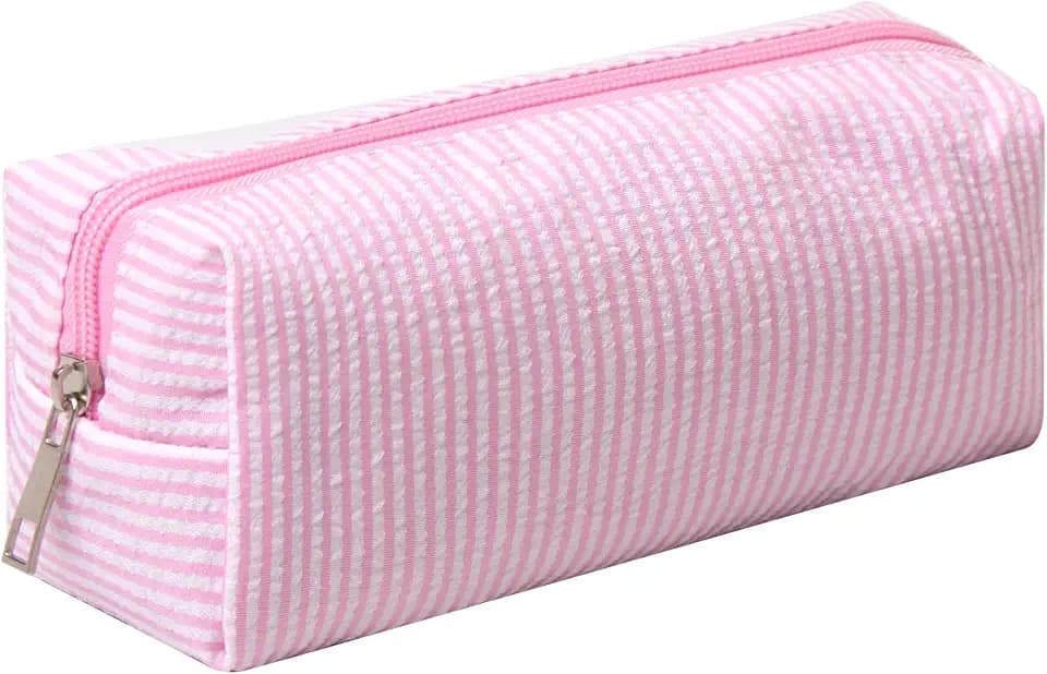 Cute Pencil Case Capacity Pencil Pouch Aesthetic Pen Bag Office Stationery Organizer Simple Sturdy Multifunctional Cosmetic Pouch (pink)